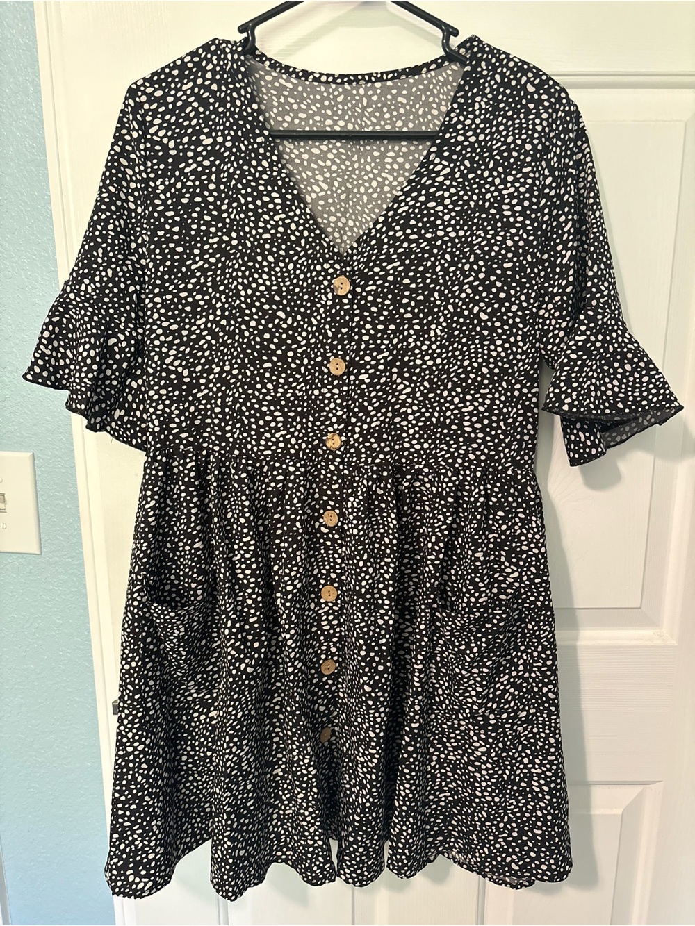 SHEIN Black & White Pattered Mini Dress